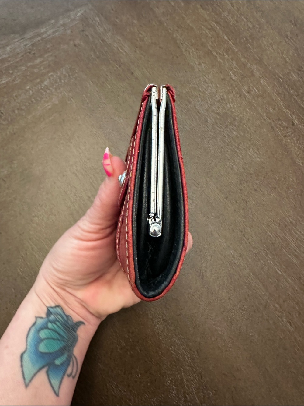 Brighton Vintage Red Croc-Embossed Leather Coin Wallet/ Card Holder - Picture 4 of 15